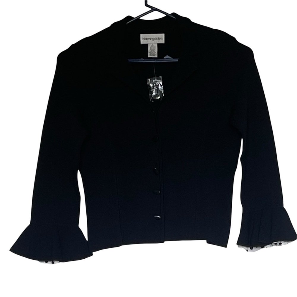 Bloomingdale's Black Cardigan with Flared Sleeves